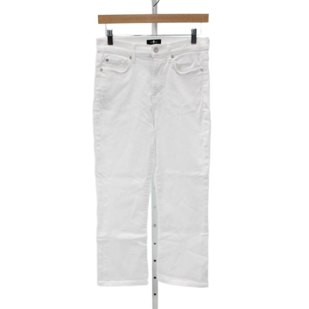 7 For All Mankind Womens White High Rise Straight Jeans Size 29